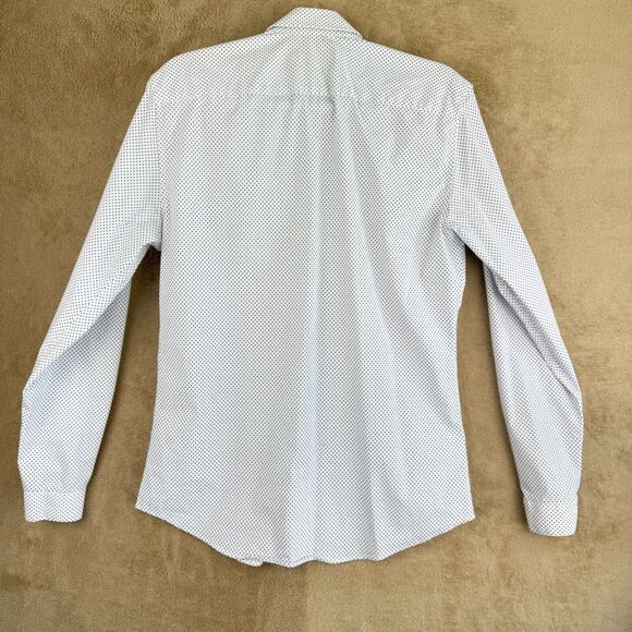Topman Shirt Mens L White Stretch Slim Long Sleeve Button Down Business Casual - Picture 2 of 14